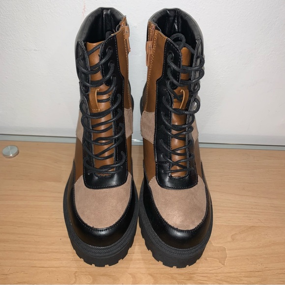 Steve Madden Madden Girl Ankle Black/Tan/Brown Patchwork Boots Women’s Size 8 - Picture 3 of 10